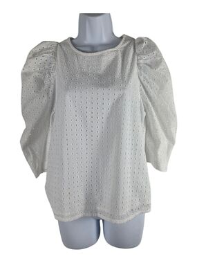 a new day White Eyelet Puff Sleeve Blouse